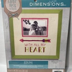 Dimensions Cathy Heck All My Heart Embroidery Kit 8"X8" Add Your Own Photo Gift